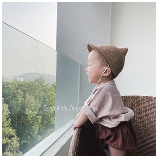 ( ẢNH THẬT ) Mũ cói chóp củ tỏi cho bé (03 màu)