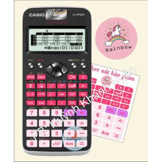 decan nút casio 580 hồng đậm sticker dán skin phím máy tính casio fx 580 vn x trang trí máy tính cầm tay bỏ túi