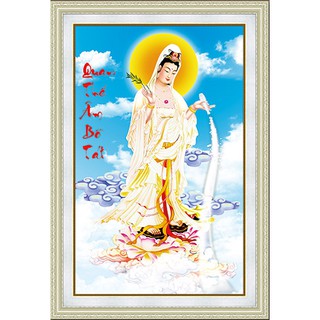 Tranh Đính Đá QUAN ÂM BỒ TÁT (ĐÁ ABC CAO CẤP). Kích Thước: 75cm x 50cm