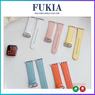 Dây da trơn khoá tròn cao cấp dành cho Apple Watch đồng hồ thông minh Series 1/2/3/4/5/6/SE size 38/40/42/44 mm
