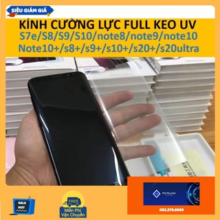 Kính cường lực UV Full keo Samsung S23 ultra Note 8 9 10 20 plus ultra S7e S10 5G Plus s20 s8 s9 plus  S21 s22 ultra