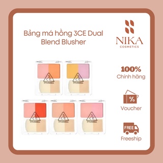 Má hồng 3CE 2 màu Dual Blend Blusher tươi tắn năng động, kèm cọ mini