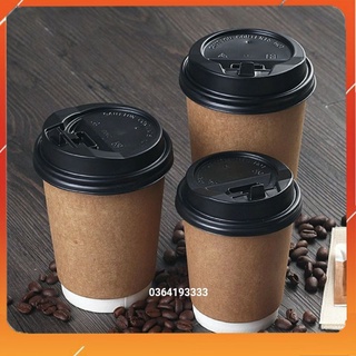 Set25 Cốc Giấy có nắp cafe Mang Về 8oz 280ml Ly Giấy Kraft Chống Nóng