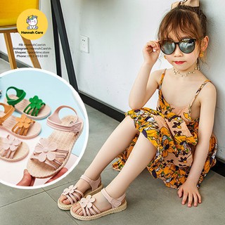 [ Ảnh thật ] Sandal nhựa quai da hoa cho bé gái