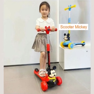 [MICKEY CÓ NHẠC,ĐÈN] Xe trượt scooter trẻ từ 3-10 tuổi - Xe scooter Mickey có nhạc ,3 bánh xe và viền xe có đèn