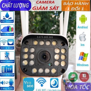 Camera yoosee ngoài trời thân cố định 4 râu 20led đàm thoại 2 chiều, chịu nắng mưa, có màu ban đêm