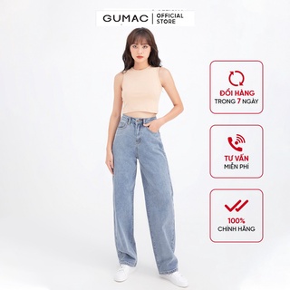 [Mã WABRGUM giảm 10% tối đa 30K đơn 99K] Quần jeans nữ ống rộng GUMAC QJB681