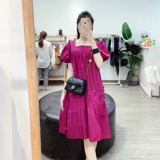 Đầm bầu xinh mặc nhà mùa hè Dambauxinh-L1131 Váy bầu thieetd kế cổ vuông chất thô