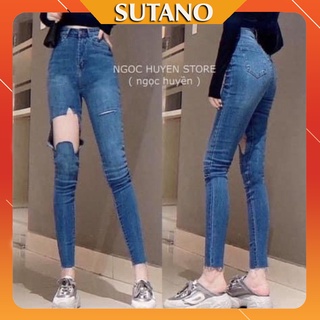 QUẦN JEANS ÔM CẠP CAO RÁCH GỐI TO HOT HIT Q445 SUTANO