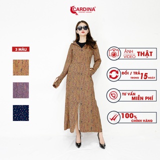 Áo chống nắng nữ 2 lớp CARDINA chất lanh nhung dáng dài liền thân cao cấp mềm mại chống tia UV 1BCL.
