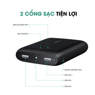 Pin Sạc Dự Phòng 10000mAh Aukey PB-N42 Công Nghệ AiPower Độc Quyền Kèm Đèn LED