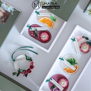 Set quà sáp thơm hoa khô MAIBA hương tự nhiên khử mùi, làm thơm phòng hình bầu dục