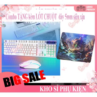 Combo bàn phím và chuột giả cơ Boston 8310 Đèn LED đa màu - Tặng lot chuột gaming dày 5li