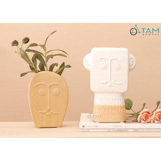 [CAO CẤP] Bình hoa gốm cao cấp mặt người có râu CE-BG-03