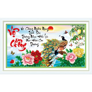 Tranh Đính Đá VỢ CHỒNG CÔNG (ĐÁ ABC CAO CẤP). Kích Thước: 90cm x 50cm
