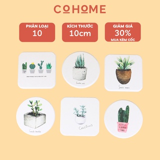 Đế lót ly thấm nước bằng gốm giữ nhiệt in hình cây cỏ bền đẹp, dễ dàng vệ sinh chống nấm mốc
