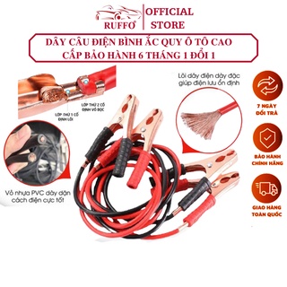 Dây Câu Điện Bình Ắc Quy Ô Tô Lõi Đồng 2M Siêu Bền - Dây Kích Điện Acquy Ruffo Cứu Hộ Xe Hơi Kẹp Cá Sấu 500A/2500A