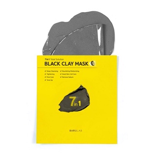 Mặt nạ đất sét sáng da se khít lỗ chân lông 7 in 1 Barulab Black Clay Mask - Full Hộp (5 Miếng)