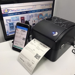 Máy in Xprinter XP420B in đơn hàng TMĐT tem nhãn vận chuyển bằng điện thoại iphone Adroid và máy tính PC qua LAN