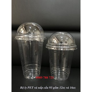[Giá Sỉ] - 50 Cốc nhựa PET dùng 1 lần 250ml/300ml/360ml/480ml kèm nắp cầu đựng trà chanh, trà sữa
