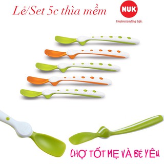 LẺ/SET 5 THÌA MỀM ĂN DẶM NUK ( ĐỨC)