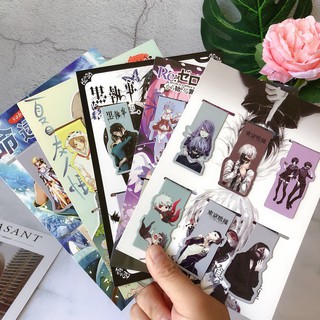 Bookmark anime bảng 6 tấm mẫu 2 hộp ảnh tập ảnh đánh dấu sách kẹp sách tiện ích dụng cụ học tập 36 tấm anime chibi