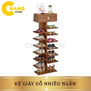 Kệ giày gỗ nhiều ngăn (13 ngăn + 1 tủ) siêu tiện lợi cho mọi nhà