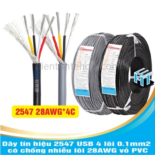 Dây tín hiệu 2547 USB 4 lõi 0.1mm2 có chống nhiễu lõi 28AWG vỏ PVC(1 MÉT)