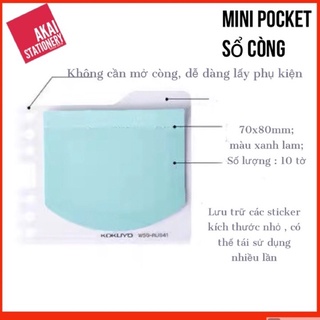 ( Phụ kiện sổ còng ) Mini Sticky pocket Kokuyo cho sổ còng Binder Note WSG-RUS41