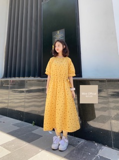 Đầm hoa nhí nâu be