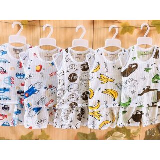 Bộ ba lỗ chất cotton giấy họa tiết mới
