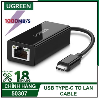 Cáp USB Type C 3.1 sang LAN 1Gbps Ugreen 50307 US236 Chính Hãng màu đen