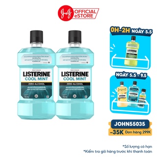 Bộ 2 Chai Nước Súc Miệng Listerine Giúp Hơi Thở Thơm Mát Cool Mint Zero 750mlx2 540021939