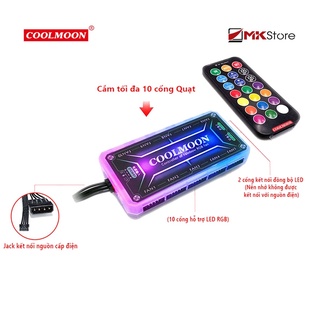Bộ HUB Coolmoon chia Fan LED 10 cổng RGB kèm điều khiển