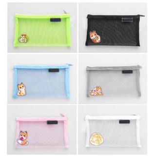 Hộp bút lưới shiba HBL24 Túi đựng mỹ phẩm túi đựng đồ ví bút bóp viết