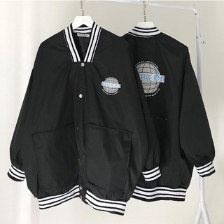 Áo Khoác Bomber Nữ JEM CLOSET Có Họa Tiết In Quả Đại Cầu Phản Quang Form Rộng Unisex Cá Tính Phong Cách Hàn Quốc 10055