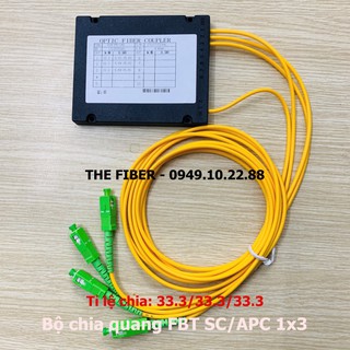 Bộ chia quang FBT 1x3 SC/APC tỉ lệ 33.3/33.3/33.3% dài 1M, phi 3.0mm
