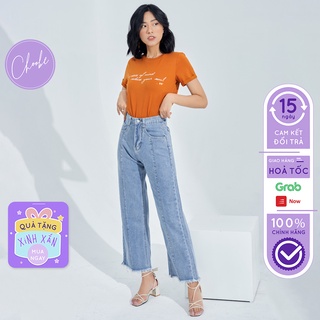 Quần jean nữ Choobe ống rộng cạp cao bò suông phong cách thời trang Hàn Quốc QJ01
