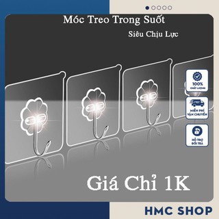 Móc dán tường siêu dính trong suốt chịu lực tốt, móc treo đồ tiện dụng 6x6 cm
