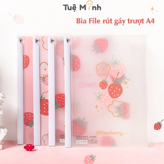 [Mã LIFEB04ALL giảm 10% tối đa 15K đơn 0Đ] Bìa file sổ rút gáy A4 refill giấy P15, bìa kẹp vở hình dâu tây đáng yêu