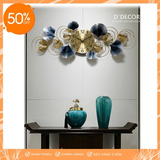 Đồng Hồ Treo Tường, Đồng Hồ Trang Trí Decor Lá Gingko Xanh Mã 836