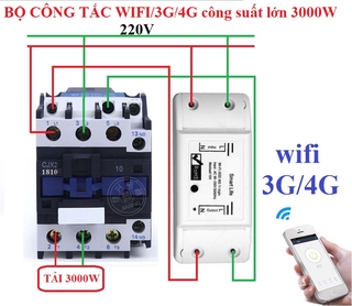 Bộ thiết bị điều khiển từ xa không dây kết nối wifi 3G 4G bật tắt hẹn giờ công suất lớn 3000W smart life + CJX2-18A