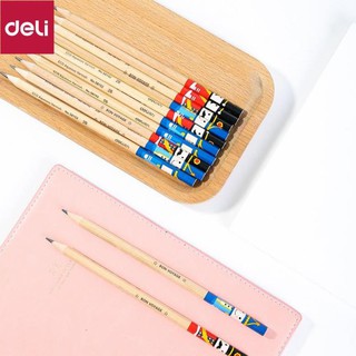 Bút chì gỗ Deli - Họa tiết hoạt hình HB/2B - 12 chiếc/Hộp - 58151/58152 [Deli]
