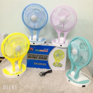 [Mã ELHA22 giảm 5% đơn 300K] Quạt Sạc Tích Điện Có Đèn Mini Fan JR-5580