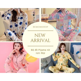 Bộ đồ ngủ Pijama dài tay thu đông có thể mặc sau sinh rất tiện lợi