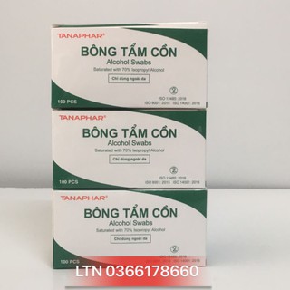 Hộp 100 bông tẩm cồn ALCOHOL SWABS chính hãng Tân Á