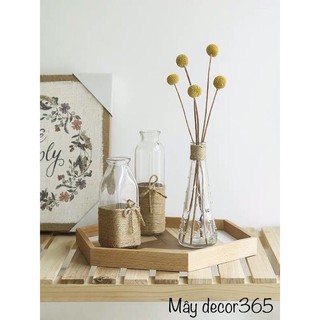Lọ thủy tinh trang trí dây thừng, bình thủy tinh decor, đá decor, Trang trí quà tặng 8/3