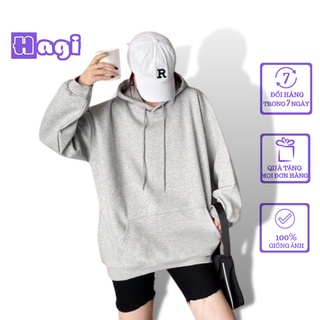 Áo hoodie nữ trơn form rộng bigsize có dây kéo cute hàn quốc unisex dài tay Hagi AH01