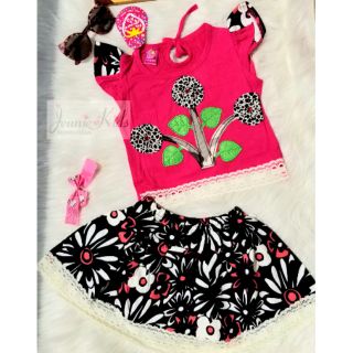 [Sale sốc] Set quần váy bé gái Orino hình thêu nổi cute