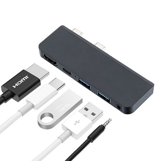 5 trong 1 Dock Station Hub cho Microsoft Surface Pro X Bộ chuyển đổi HDMI kép loại C sang 4K